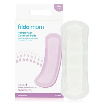 Frida Mom Postpartum Catch-All Feminine Pads for Maximum Absorbancy, Disposable Postpartum Underwear Alternative for Women, 18 Count