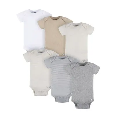 Gerber Baby Neutral 6-Pack Short Sleeve Bodysuits, Sizes Preemie - 24 Months