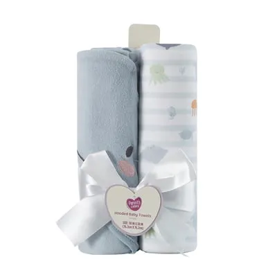 Parent's Choice 30" x 30" Whale Hooded Towel, 2 Pack