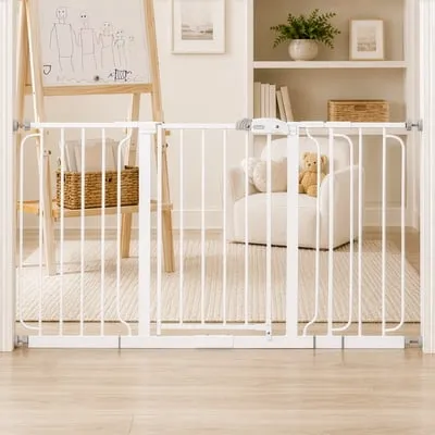 Regalo Extra Wide Walk-Through Baby Safety Gate, Fits 29-56", White