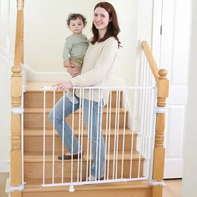 Regalo Extra Tall and Wide 2-in-1 Stairway and Hallway Baby Gate, White
