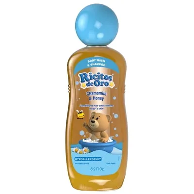 Ricitos de Oro 2-in-1 Baby Hair & Body Wash, Hypoallergenic Tear-Free, Chamomile & Honey, 16.9 fl oz