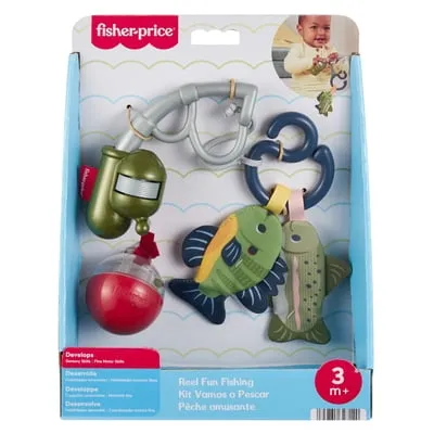 Fisher-Price Mini Me Moments Reel Fun Fishing Gift Set, 4 Baby Toys for Newborn Sensory Play