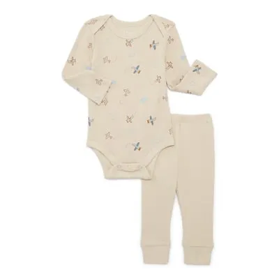 Bliss by Garanimals Baby Boys or Girls Ribbed Cotton Bodysuit and Leggings Set, 2-Piece, Sizes 0-12 Months