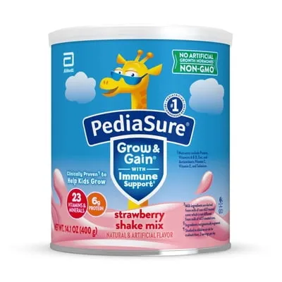PediaSure Grow & Gain Shake Mix Powder, Strawberry, 14.1 oz Can, 8 Servings
