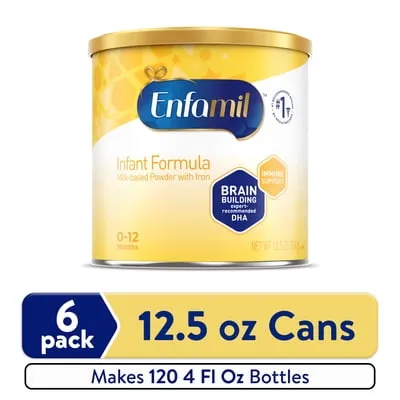Enfamil Powder Baby Formula with Iron, 12.5 oz Can, 6 count