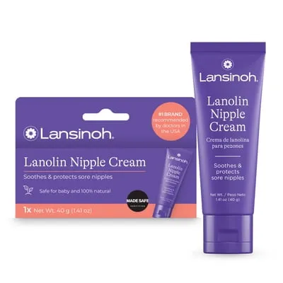 Lansinoh Lanolin Nipple Cream Safe for Breastfeeding Baby, 100% Natural, Breastfeeding Essentials, 1.41 oz