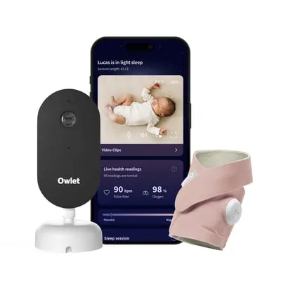 Owlet Dream Duo™ (Gen 3) Smart Baby Monitor System | Oxygen & Pulse Rate Tracking + 2K HD Video Camera | Health Insights via App - Dusty Rose