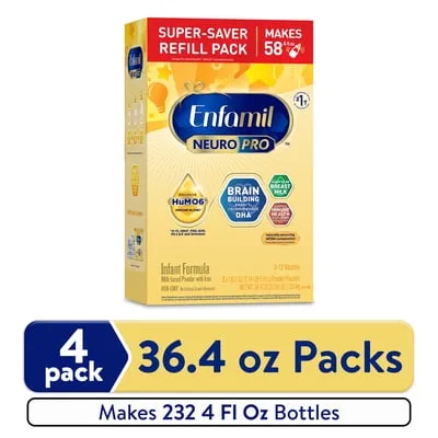 Enfamil NeuroPro Baby Formula, Brain Building Duo DHA & MFGM, Infant Formula Powder, 145.6 Oz Box