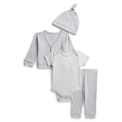 Wonder Nation Organic Cotton Baby Gender Neutral Take Me Home Layette Gift Set, 4-Piece, Sizes Newborn-9 Months