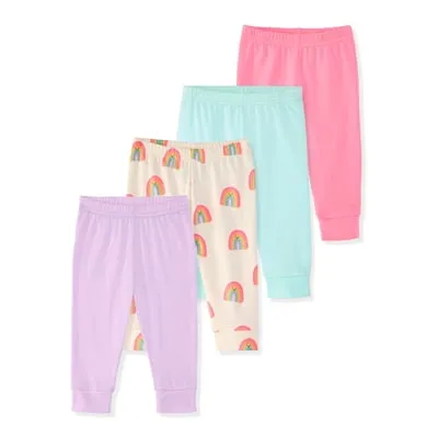 Garanimals Newborn & Baby Girl Cotton Joggers, Solids & Prints, 4-Pack, Sizes 0 - 24M
