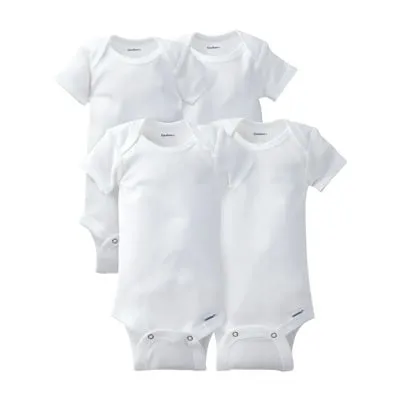 Gerber Baby Boy or Girl Neutral White Short Sleeve Cotton Onesies, 4-Pack, Sizes Newborn - 24 Months