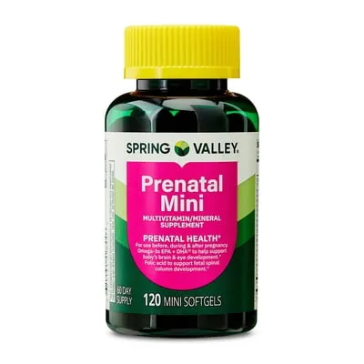 Spring Valley Prenatal Mini Multivitamin/Multimineral Supplement, Mini Softgels, 120 Count