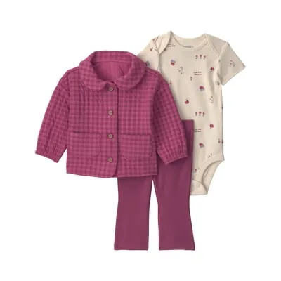 Carter's Child of Mine Baby Girl Cardigan Outfit Set, 3-Piece, Sizes 0/3-24 Months