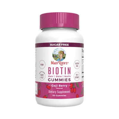 MaryRuth Organics Biotin Gummies, Supports Healthy Hair, Skin & Nails, Sugar-Free, Goji Berry, 30 Count