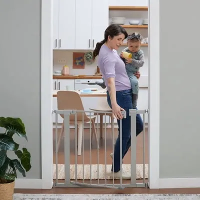 Safety 1st Pressure Mounted Baby Gates for Doorways, SecureTech® No-Drill, With Door, 29-38", Gray