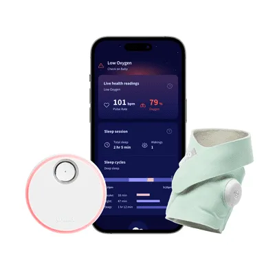Owlet Dream Sock – Smart Wearable Baby Monitor | Tracks Oxygen & Pulse Rate | Live Health Alerts, Sleep Insights & App Integration - Mint