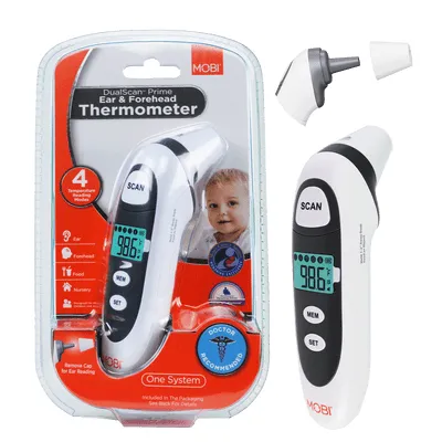 MOBI DualScan Prime Ear & Forehead Thermometer with Object Temperature Readings for all ages