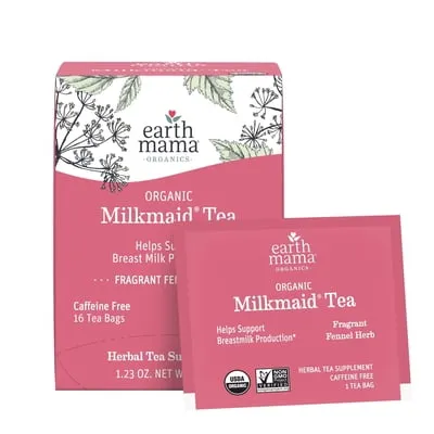 Earth Mama Organic Milkmaid Lactation Tea, Herbal Tea for Breast Milk Production, 16 Tea Bags
