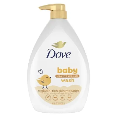 Baby Dove Sensitive Wash For Bath Time Melanin Rich Skin Nourishment Tear-Free And Hypoallergenic, 34 Fl Oz