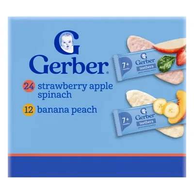 Gerber Teething Wafers Strawberry, Gentle Teething Wafers, Variety Pack Baby Teethers, 72 Count Box