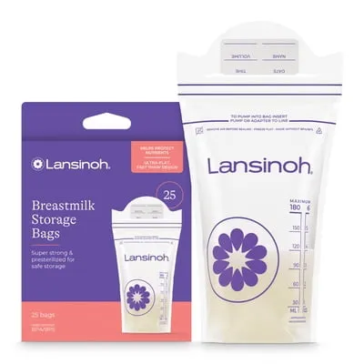 Lansinoh Breastmilk Storage Bags, Fast Freeze and Thaw, 25 Count, Baby Essentials, 6oz