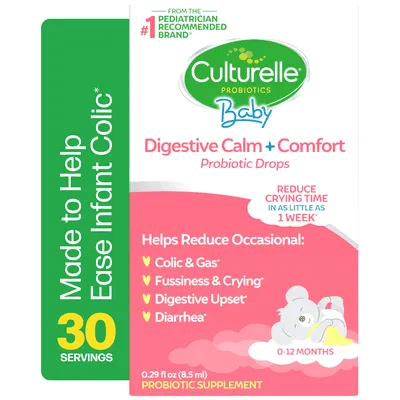 Culturelle Baby Digestive Support Calm & Comfort Probiotic Drops Supplement, Reduce Colic & Gas for Infants 0-12 Months, 30 Servings