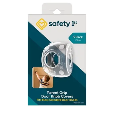 Safety 1st Parent Grip Door Knob Covers 3pk, Crystal Clear, Toddler