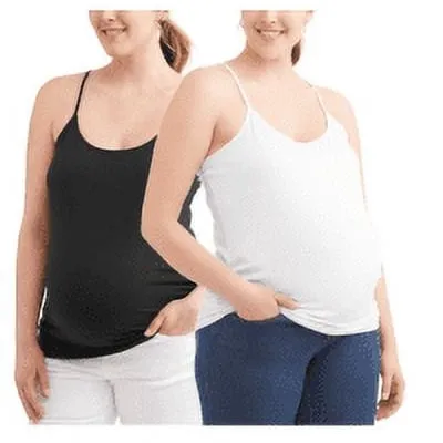 Oh! Mamma Maternity Women's Basic Cami with Side Ruching, 2-Pack (Women's & Women's Plus)