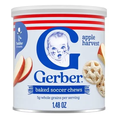 Gerber Snacks for Baby Teether Wheels, Apple Harvest, 1.48 oz Canister (6 Pack)