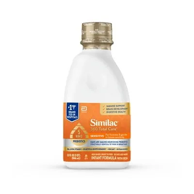 Similac 360 Total Care Sensitive Ready-to-Feed Baby Formula, Has 5 HMO Prebiotics, 32-fl-oz Bottle