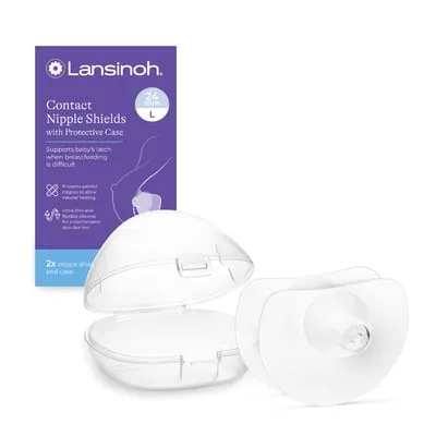 Lansinoh Contact Nipple Shield, 2-24mm Nipple Shields with Case