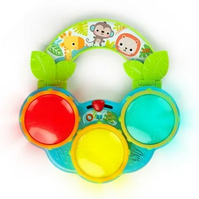 Bright Starts Safari Beats Musical Drum Toy with Lights, Ages 3 Months +, Infant and Toddler, Unisex