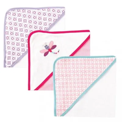 Luvable Friends Infant Girl Cotton Terry Hooded Towels, Dragonfly