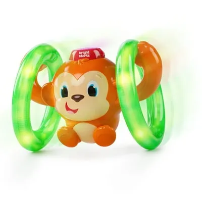 Bright Starts Roll & Glow Monkey Baby Toy with Lights and Melodies, Ages 6 Months +