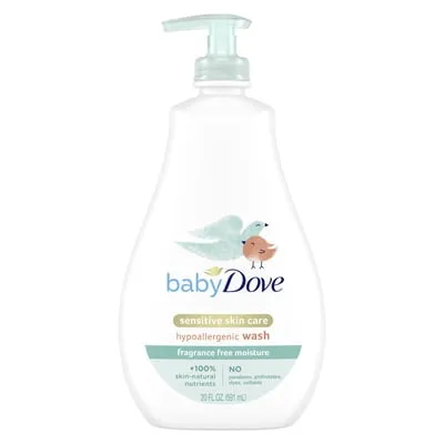 Baby Dove Sensitive Skin Care Baby Wash Fragrance Free Hypoallergenic, 20 oz