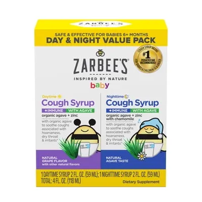 Zarbee’s Baby Daytime and Nighttime Cough Syrup + Immune Value Pack, 2X 4 fl. oz.