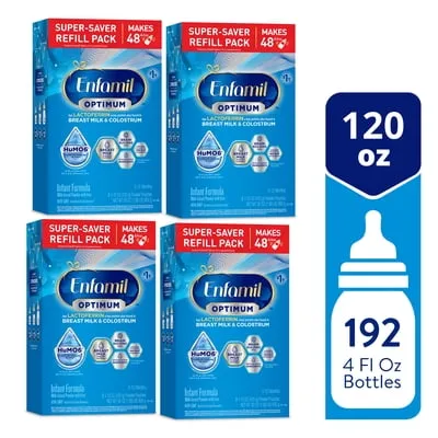 Enfamil Optimum Baby Formula Has Immune-Supporting Lactoferrin, 30 oz Refill, 4 Count