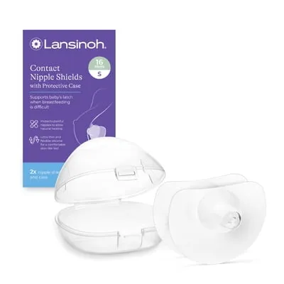 Lansinoh Contact Nipple Shields, 2 Nipple Shields (16mm) and Case