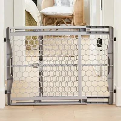 Regalo Expandable Plastic Baby Safety Gate, Fits 28-42", Gray