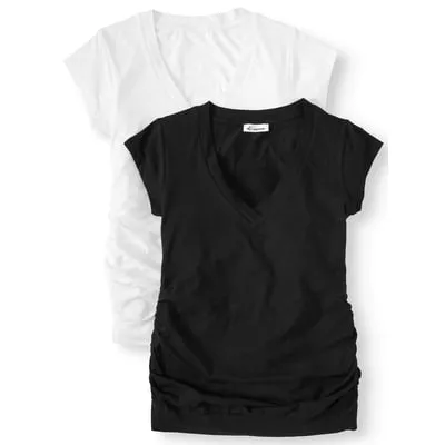 Oh! Mamma Maternity Women's V-Neck T-Shirt, 2-Pack (Women's & Women's Plus)