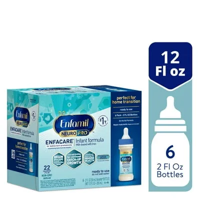 Enfamil NeuroPro Enfacare Non-GMO Liquid Baby Formula, 2 oz Bottle (6 ct)