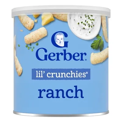 (6 pack) Gerber Snacks for Baby Lil Crunchies Ranch Puffs, 1.48 oz Canister (6 Pack)