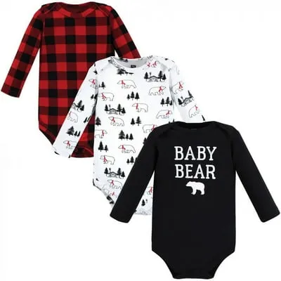 Hudson Baby Girl Cotton Long Sleeve Bodysuits, 3-Pack, Sizes Newborn-24 Months