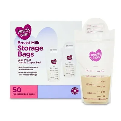 Parent’s Choice Breast Milk Storage Bags, 6 oz, 50 Count